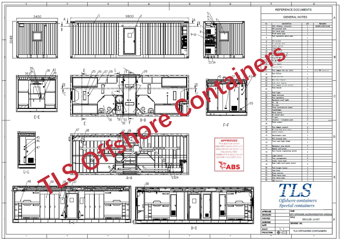 ABS approved offshore accommodation modules, 8 pax accommodation cabin, ABS guildline, 32ft accommodation cabin, Dimension 9800*3400*3048mm, zone 2 applied